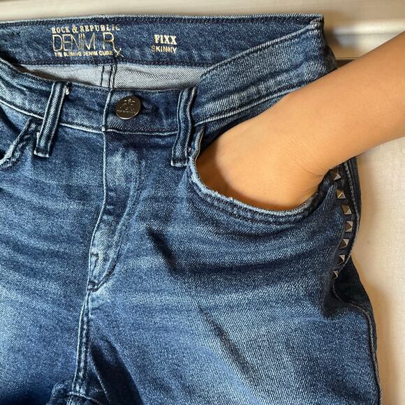 Rock & Republic Women Fixx Skinny Jeans size 8 M Blue Mid Rise Stretch Slimming - Picture 7 of 11